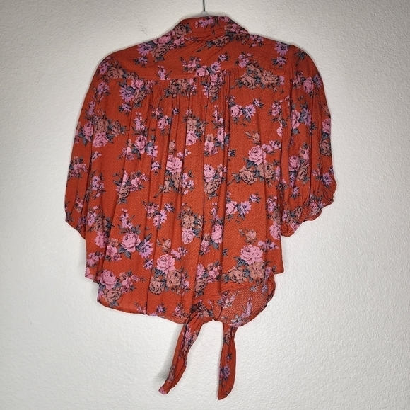 Free People Floral Button-down Cropped Blouse L - Picture 2 of 7